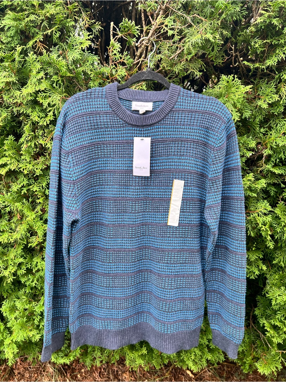 Goodfellow & Co Teal and Navy Patterned Crewneck Sweater